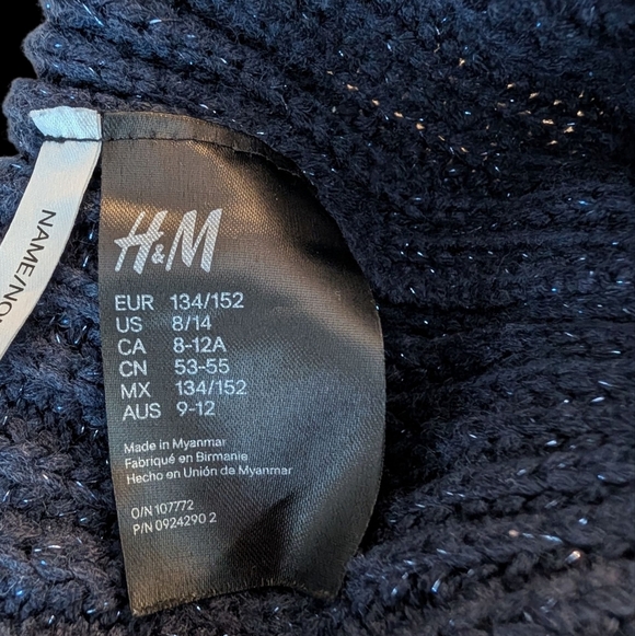 H&M Navy Blue Girls Knit Kids Beret with Bow Size 8 - Picture 3 of 5